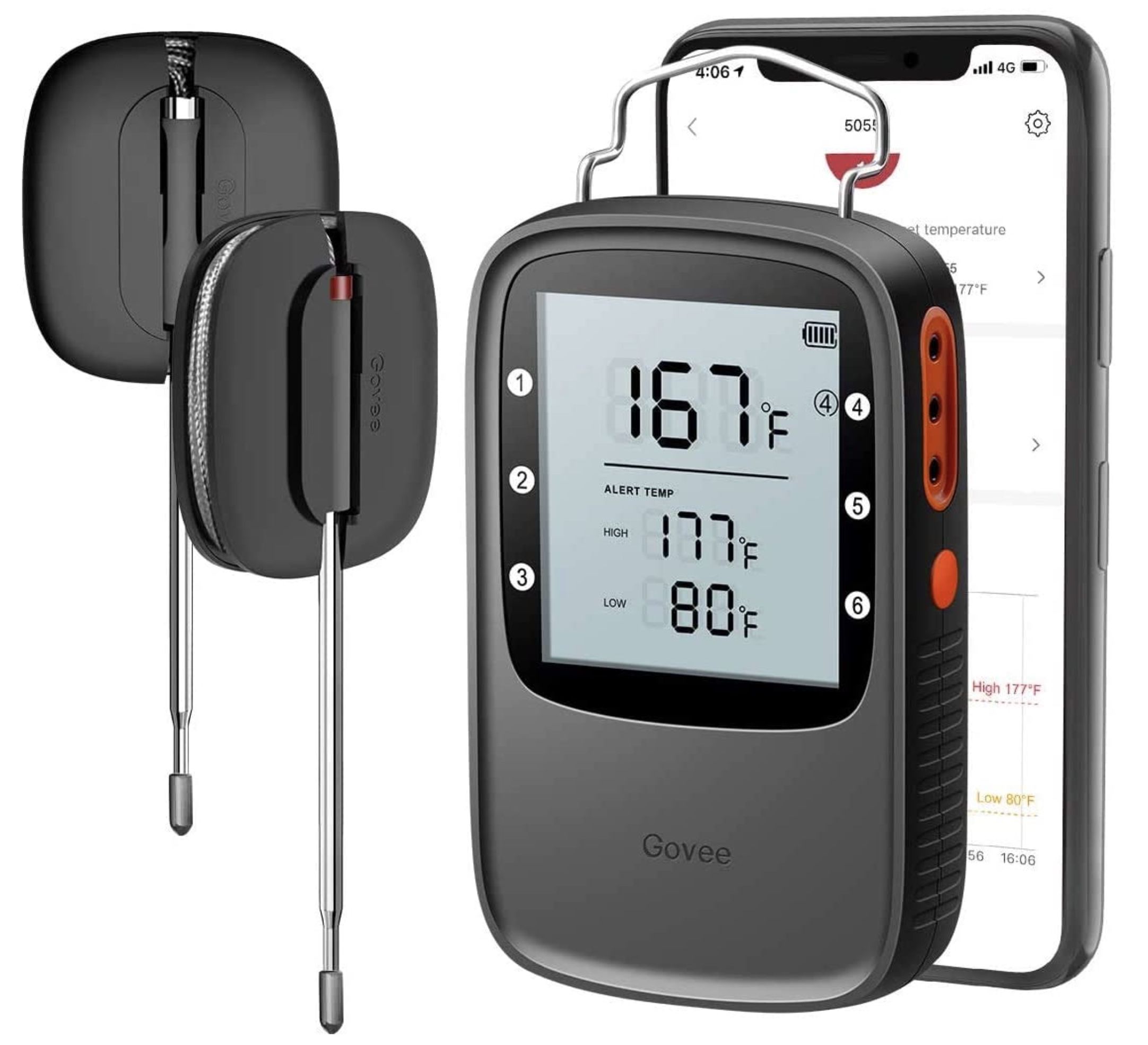 Govee Bluetooth Grillthermometer mit 2 Sensoren und Bluetooth für 16,49€ (statt 33€)