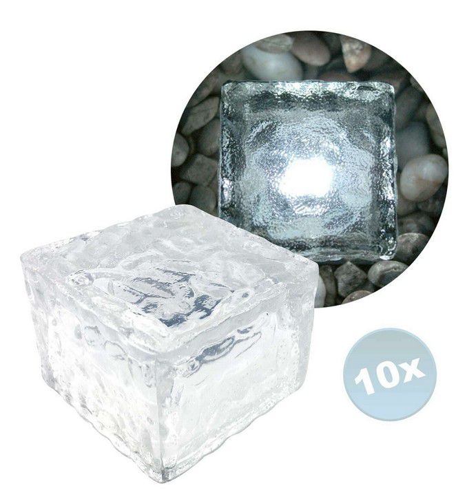 Eaxus 10 x LED Solar Glaswürfel mit Dämmerungssensor für 29,99€ (statt 40€)