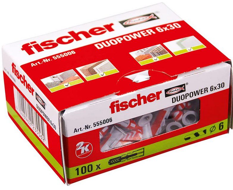 fischer DUOPOWER 6 x 30 Universaldübel 100 Stück für 4,69€ (statt 10€)  prime