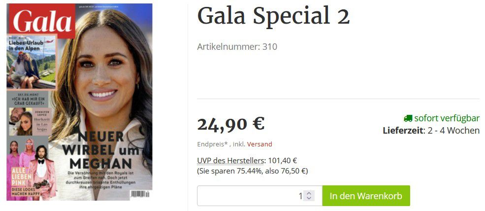 Gala (Halbjahresabo) 26 Ausgaben für 24,90€ (statt 101€)   dank Sofortrabatt