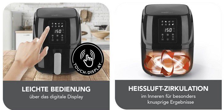 MAXXMEE Heißluftfritteuse Touch Display 3L für 44€ (statt neu 55€)   Retourengeräte