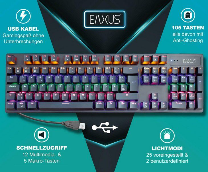 Eaxus 94420 mechanische RGB Gaming Tastatur für 24,99€ (statt 35€)