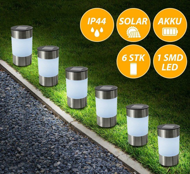 6er Pack EAXUS Big Tube Solar Leuchten mit Erdspieß für 14,99€ (statt 25€)