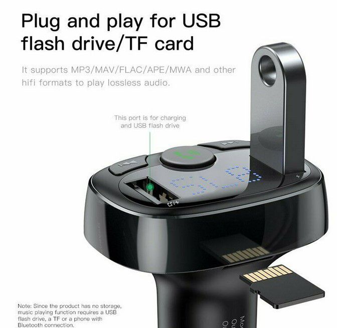 Baseus CCTM 01 Bluetooth Auto UKW Transmitter USB Ladegerät für 8,63€ (statt 19€)