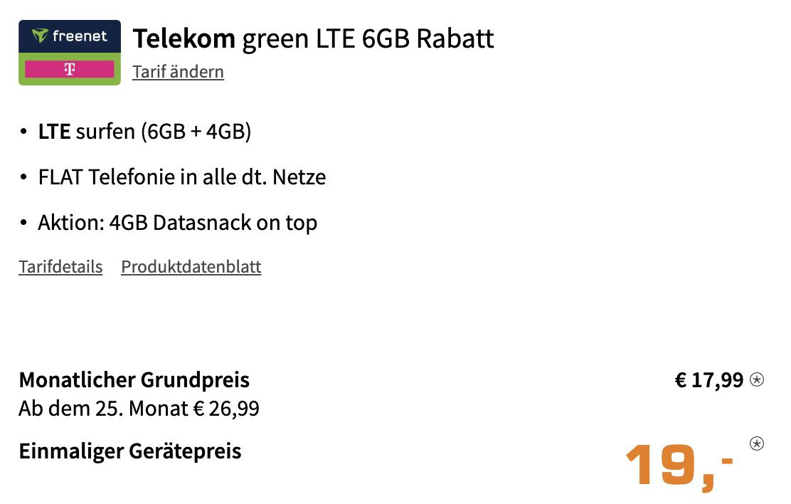 Samsung Galaxy S21 FE 5G für 19€ + Telekom Allnet Flat mit 10GB LTE für 17,99€ mtl.