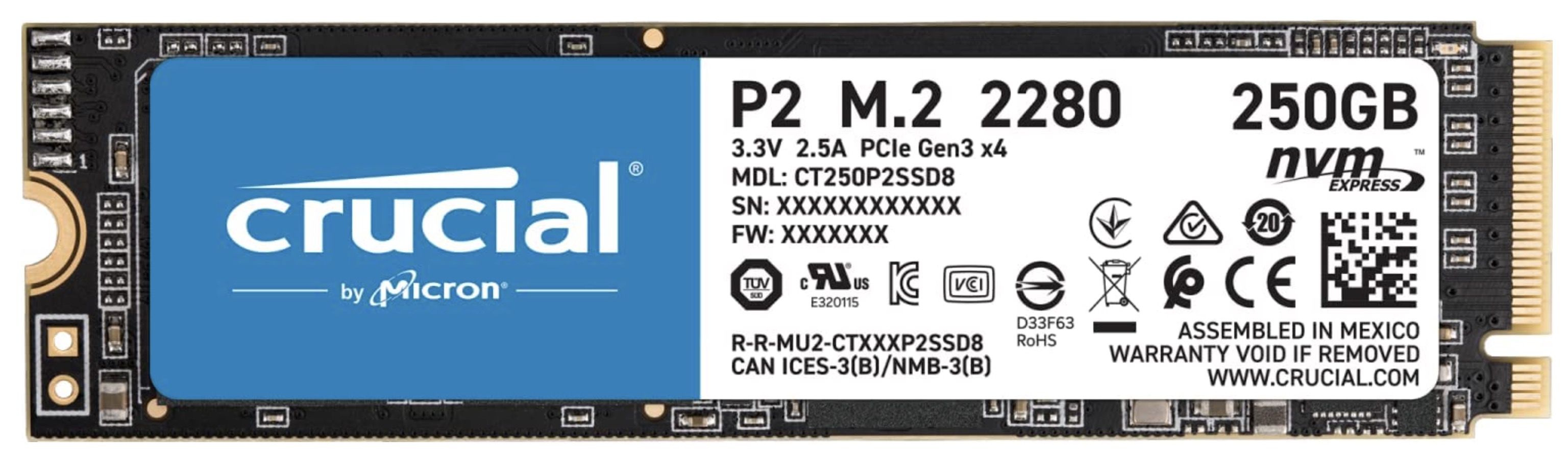 Crucial P2 M.2 250GB interne SSD für 29,99€ (statt 39€)