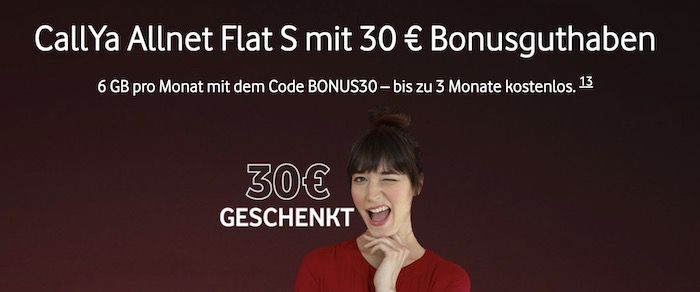 🔥 GRATIS: 12 Wochen Vodafone CallYa 6GB LTE/5G inkl. 30€ Bonus