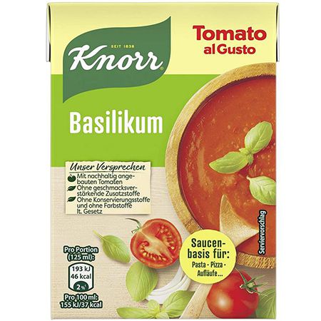 Knorr Tomato al Gusto Tomatensauce Basilikum, 370g ab 1,27€   Prime Sparabo