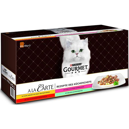 60er Pack Purina Gourmet A la Carte Nass-Katzenfutter im Mix, je 85g ab 18,72€ (statt 28€)