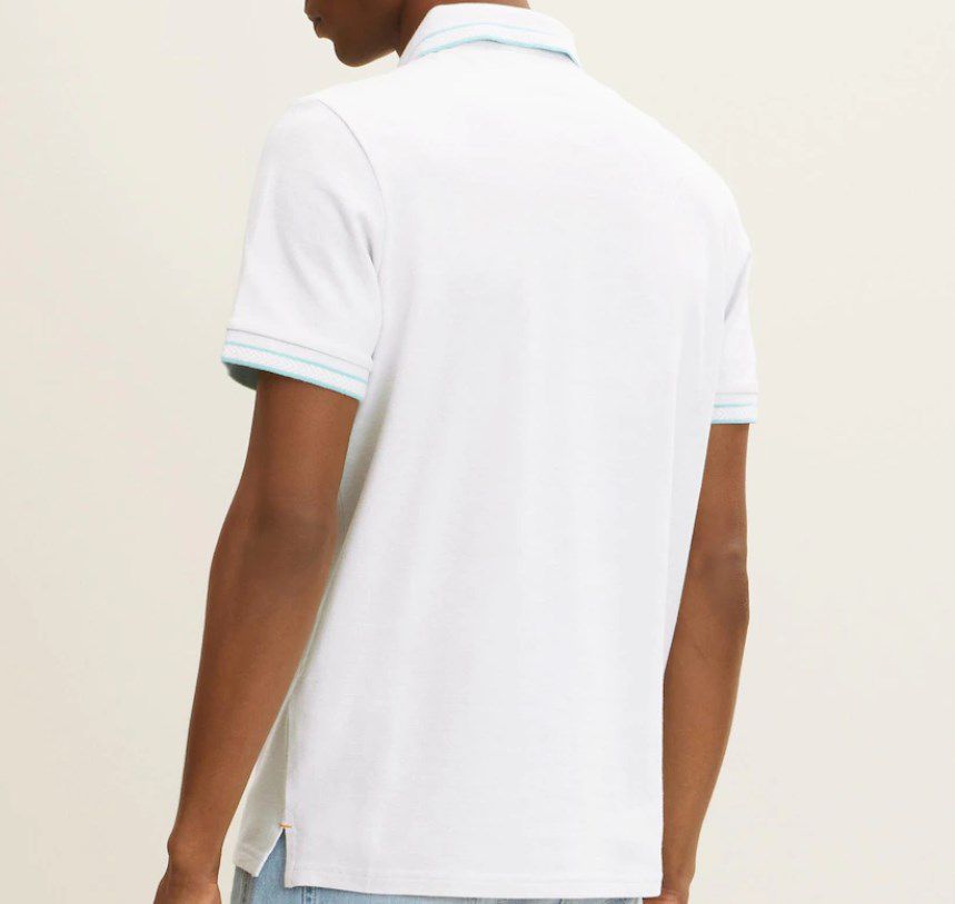 TOM TAILOR Herren Piqué Poloshirt mit Stickerei in Weiß für 14,69€ (statt 20€)