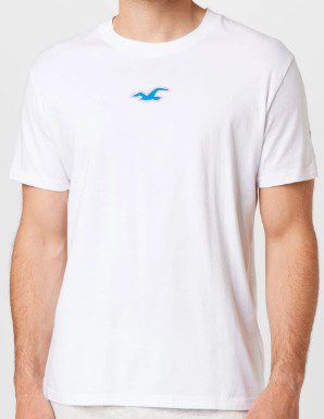 Hollister T Shirt in Weiß mit blauem Logo für 8,34€ (statt 27€)