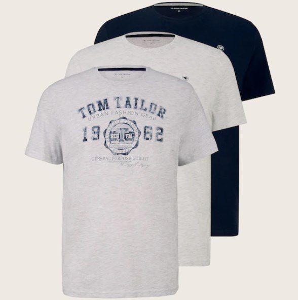 3er Pack Tom Tailor Shirts in Mischfarben für 16,98€ (statt 27€) S und M