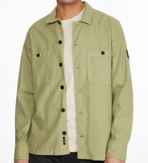 Calvin Klein Herren Hemdjacke Variante Baumwoll Leinen in Grün für 52,94€ (statt 60€)