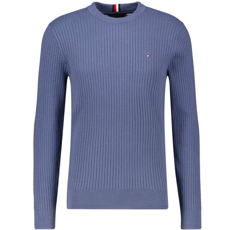 Tommy Hilfiger Grid Structure Crew Neck Herren Pullover in Blau für 44,44€ (statt 74€) M und XXXL