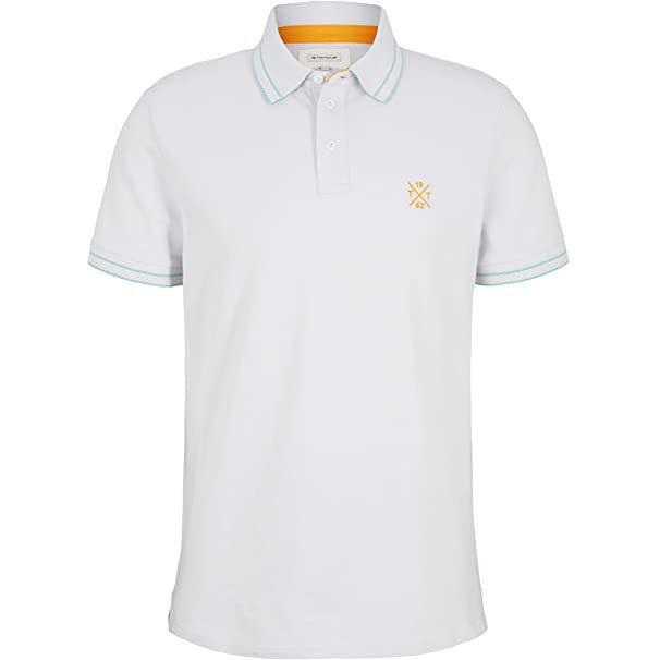 TOM TAILOR Herren Piqué Poloshirt mit Stickerei in Weiß für 14,69€ (statt 20€)