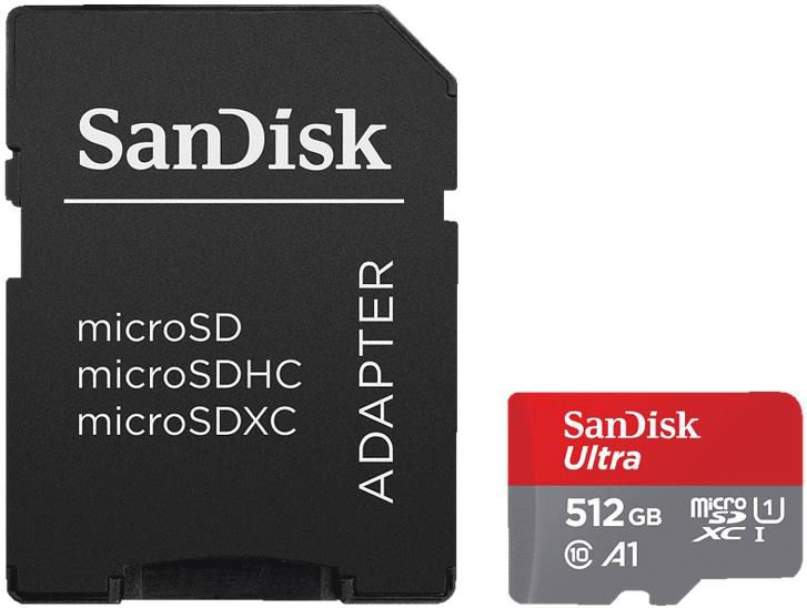 Sandisk Ultra UHS I Micro SDXC Speicherkarte mit 512 GB, 120 MB/s für 30,49€ (statt 38€)