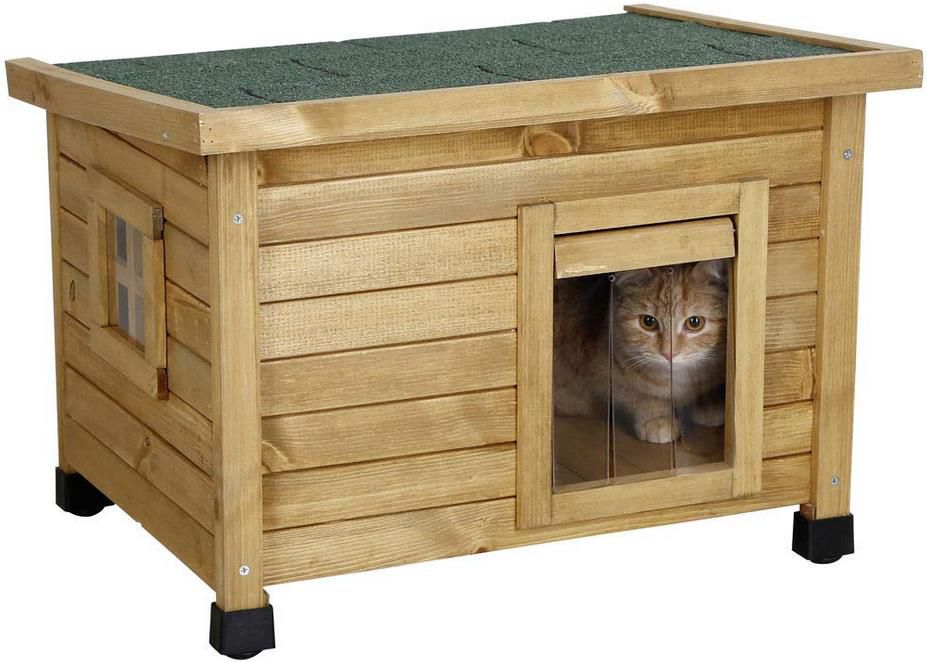 Kerbl Rustica Katzenhaus aus Holz mit Tür, 57 x 45 x 43cm für 39,99€ (statt 51€)