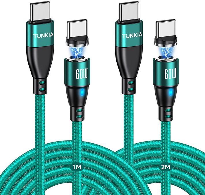 2er Pack Tunkia USB C auf USB C Magnet Ladekabel mit 1M und 2M Länge für 9,99€ (statt 16€)