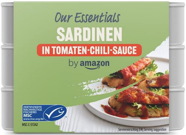 3er Pack Our Essentials Sardinen in Tomaten Chili Sauce (3 x 125g) ab 1,88€ (statt 2,50€)   Prime Sparabo