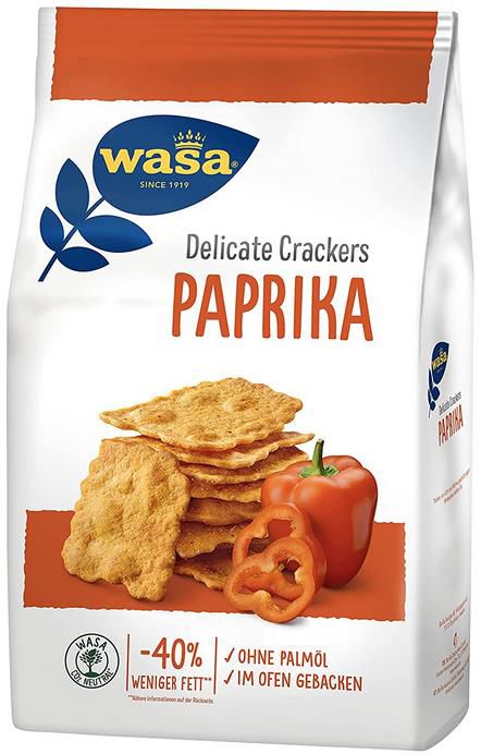 5er Pack Wasa Tasty Snacks Cracker Paprika, 150g ab 7,95€ (statt 10€)   Prime Sparabo