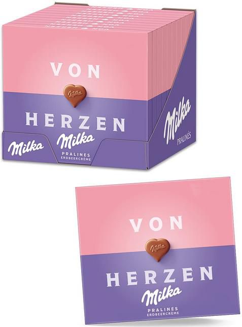 10er Pack Milka Von Herzen Pralinés Erdbeer Crème, 110g ab 15,47€ (statt 25€)   Prime Sparabo