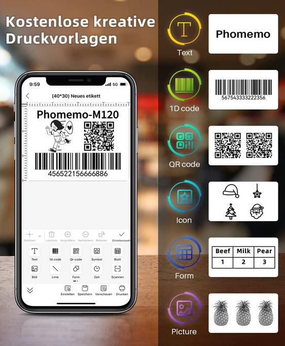 Phomemo M120 Thermo Etikettendrucker mit App für 47,99€ (statt 80€)