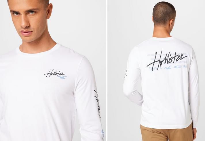 Hollister Langarm Herren Shirt in Weiß für 9,95€ (statt 20€)