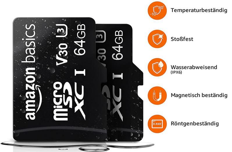 2x Amazon Basics 64GB MicroSDXC Karte für 14,99€ (statt 18€)