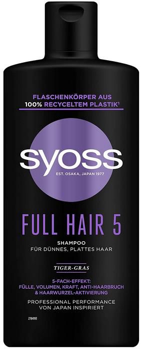 4x Syoss Full Hair 5 Shampoo für dünnes und plattes Haar, 440 ml ab 7,55€   Prime Sparabo