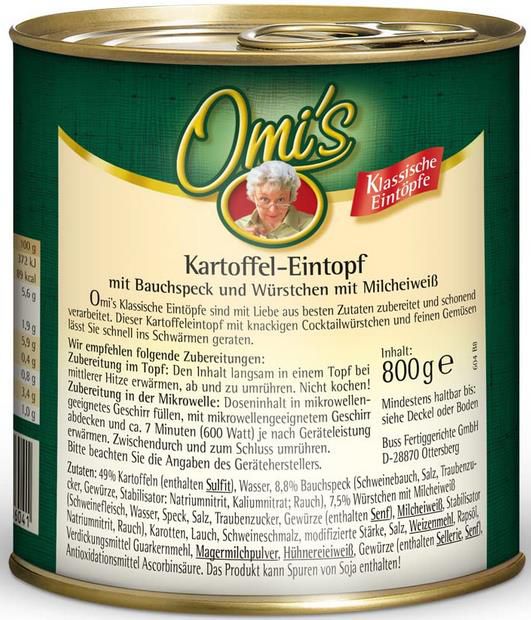 6x Buss Omi’s Kartoffeltopf mit Speck & Würstchen, 800 g ab 13,74€ (statt 18€)