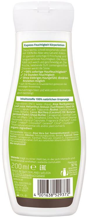 Weleda Bio Citrus Express Feuchtigkeit Körperlotion, 200ml ab 5,32€ (statt 10€)   Prime Sparabo