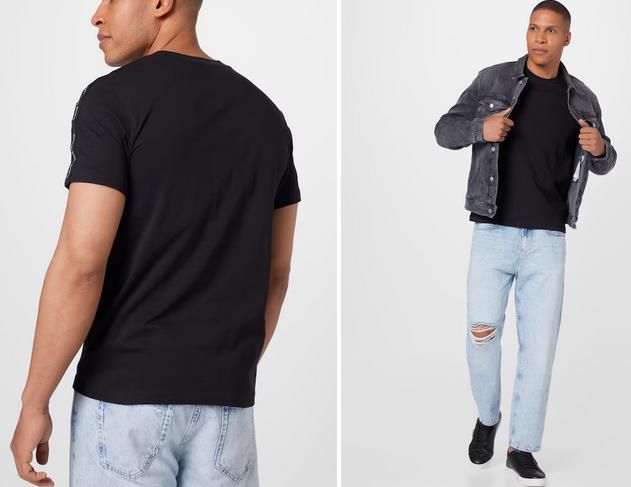 Calvin Klein Logo Tape Herren T Shirt in Schwarz für 29,90€ (statt 35€)