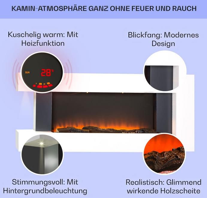 Klarstein Light & Fire 2 Elektrischer Kamin mit Heizfunktion für 399,99€ (statt 520€)