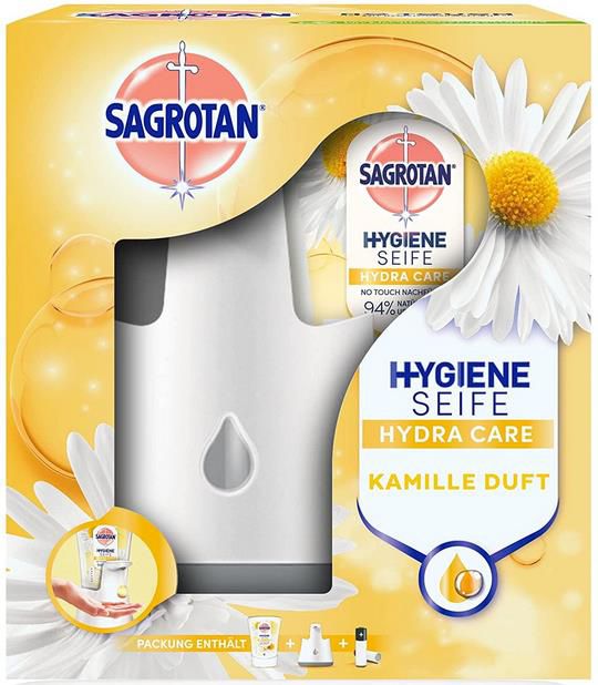 Sagrotan No Touch Seifenspender inkl. Lotusblüte & Kamillenöl Seife ab 4,75€ (statt 9€)   Prime Sparabo