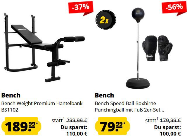 Bench Fitness Sale ab 3,99€ + keine VSK ab 10€   z.B. 20kg Langhantelset 49,99€ (statt 67€)