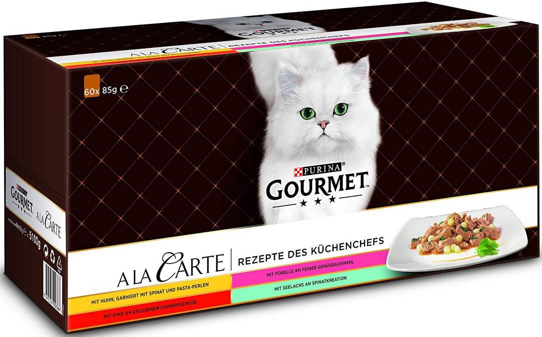 60er Pack Purina Gourmet A la Carte Nass Katzenfutter im Mix, je 85g ab 18,72€ (statt 28€)