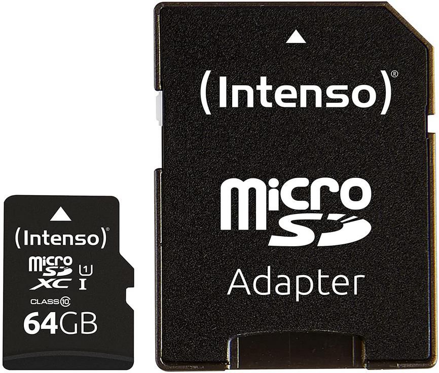 Intenso Premium microSDXC Class 10 UHS I 64GB Speicherkarte inkl. SD Adapter für 5,85€ (statt 11€)   Prime