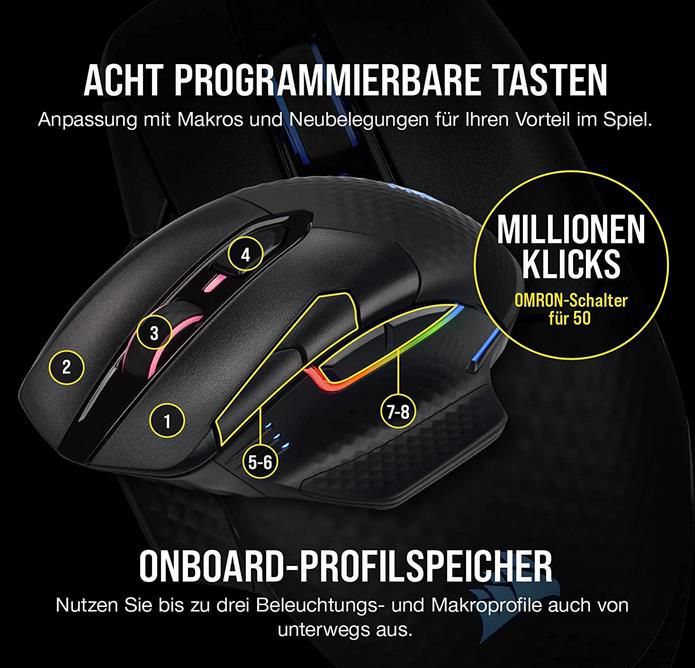 Corsair Dark Core RGB PRO SE kabellose Gaming für 79,99€ (statt 104€)