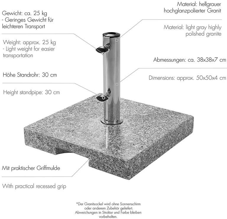 Doppler Granit Sockel mit Edelstahlrohr, 25 kg für 42,61€ (statt 58€)