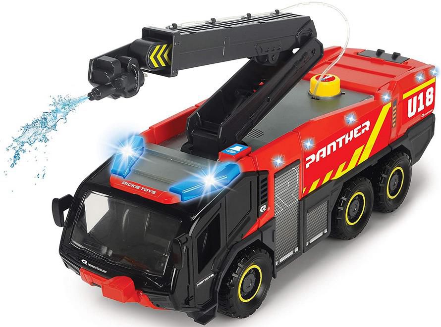 Dickie Toys Flughafenfeuerwehrauto Panther 6x6 Rosenbauer mit Licht & Sound für 36€ (statt 51€)