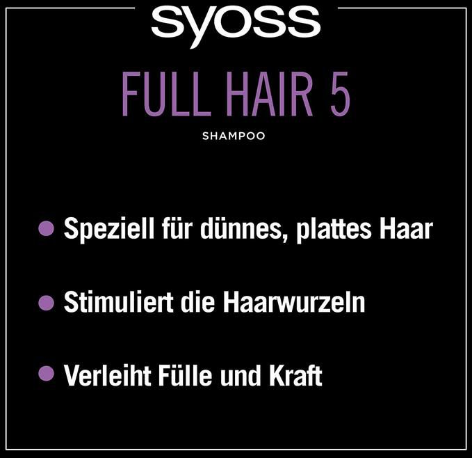 4x Syoss Full Hair 5 Shampoo für dünnes und plattes Haar, 440 ml ab 7,55€   Prime Sparabo