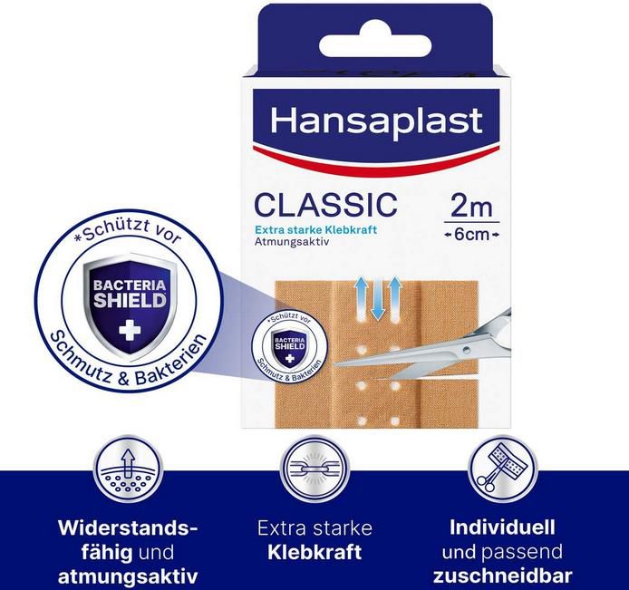 Hansaplast Classic Pflaster, 2 m x 6 cm ab 1,59€ (statt 3€)