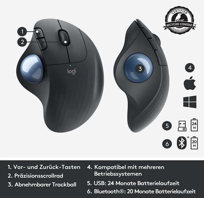 Logitech ERGO M575 Wireless Trackball Maus für 24,99€ (statt 50€)   Prime