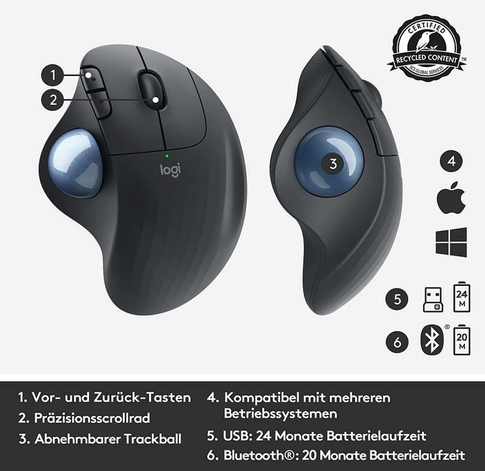 Logitech ERGO M575 Wireless Trackball Maus für 32,90€ (statt 37€)