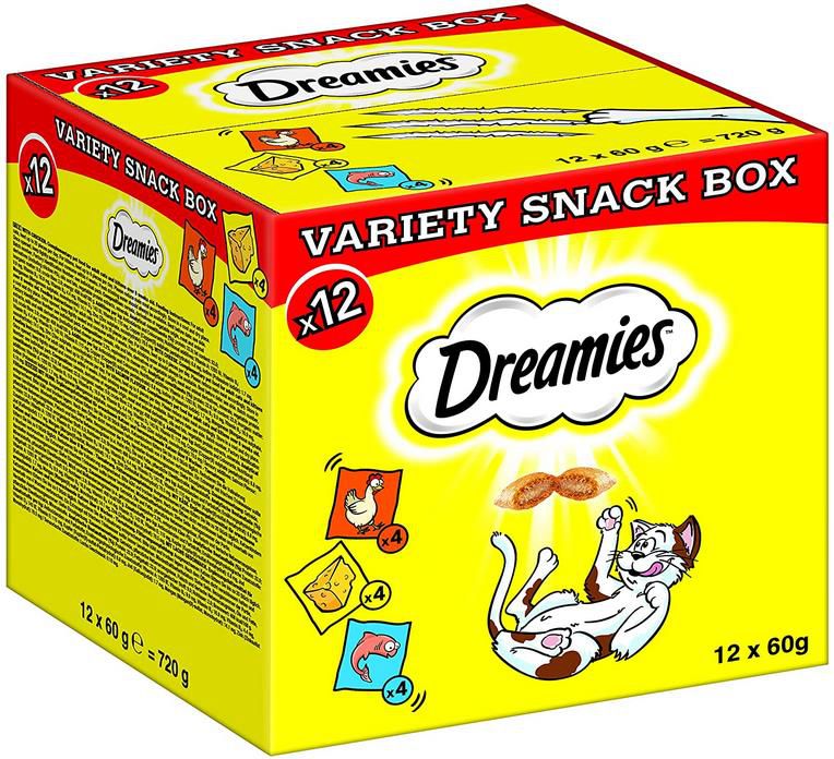 12er Pack Dreamies Katzensnacks, 12 x 60g ab 11€ (statt 14€)   Prime Sparabo