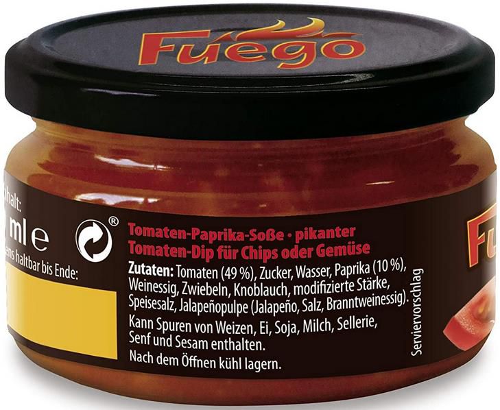 4er Pack Fuego Salsa Dip Mild, 200 g ab 7€ (statt 9€)   Prime Sparabo