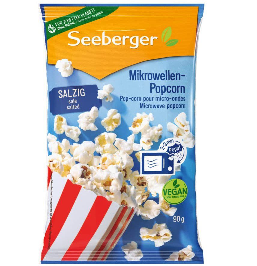 24x Seeberger Mikrowellen Popcorn salzig (je 90g) mit Sonnenblumenöl für 16,74€ (statt 22€)