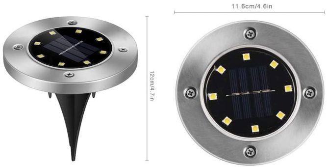 4x Uoune Solar Bodenleuchte mit je 8 LEDs aus Edelstahl für 9,49€ (statt 19€) – Prime