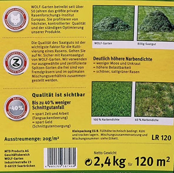 WOLF Garten Turbo Nachsaat für 120m² für 21,30€ (statt 25€)