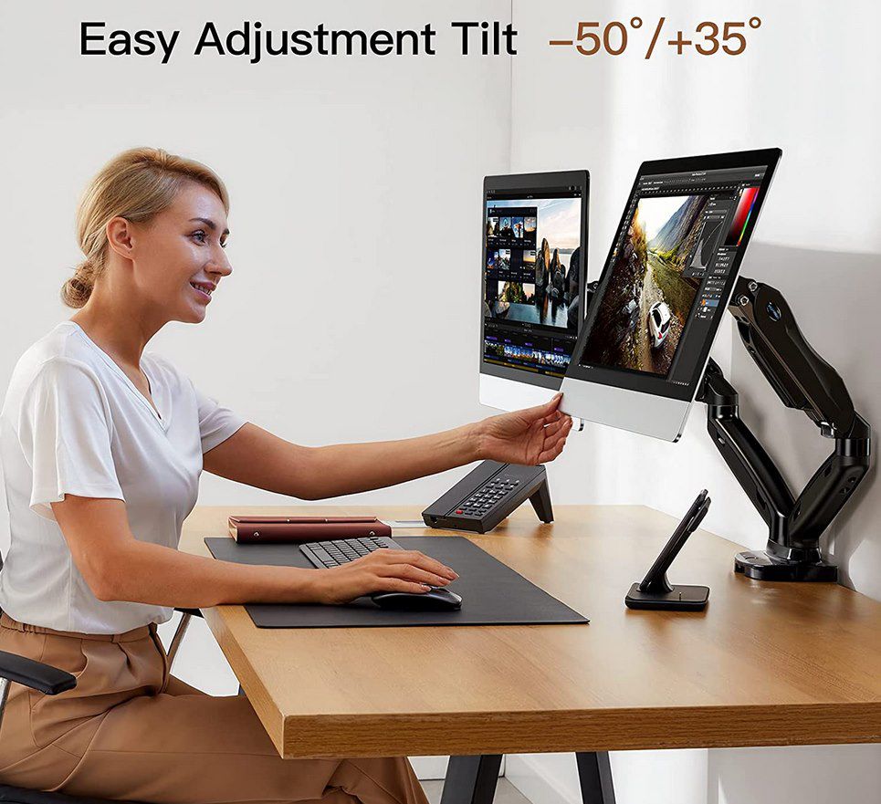 Huanuo ‎HNDS6 Monitorhalterung für 2 Monitore bis 27 Zoll für 37,49€ (statt 75€)